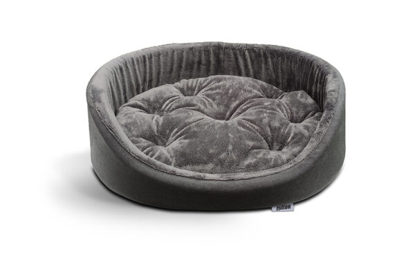 Ümmargune koera/kasside pesa halli padjaga, 47x38x15 cm, mugav ja pehme magamisase. 🛏️🐱