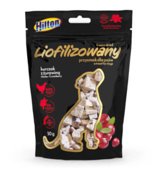 HILTON külmkuivatatud kana jõhvikatega, koertele, 50g
