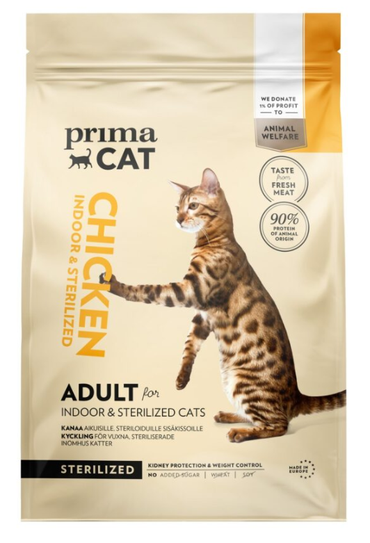 PrimaCat täistoit kanalihaga steriliseeritud kassidele 4kg