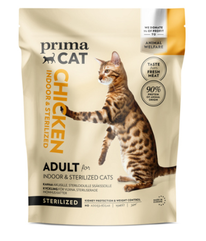 PrimaCat täistoit kanalihaga steriliseeritud kassidele 400g