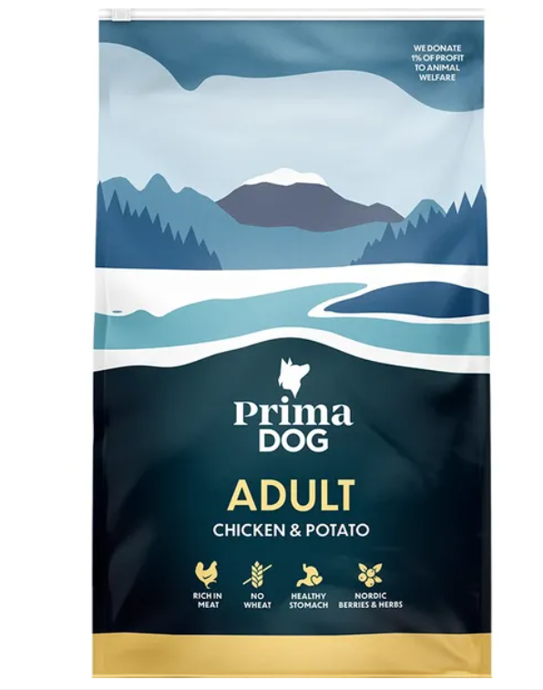 PrimaDog täistoit kana-kartuli kõikidele täiskasvanud koertele 3kg